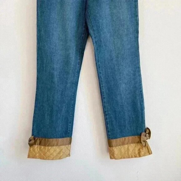 The Denim Tailor Women’s 8 Blue Denim Jeans Embellished Cuffs w/Bows Rhinestones - Picture 11 of 14